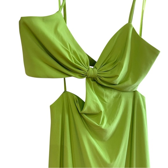 IEENA for Mac Duggal Cutout Strappy Back Column Dress Sz 8 Green Maxi Gown - Picture 7 of 15